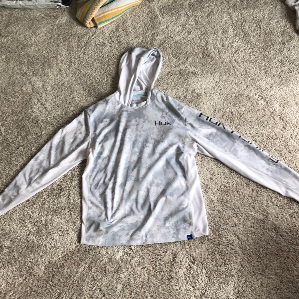 White Huk Hooded Fishing Tee